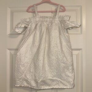 JANIE AND JACK x Rachel Zoe White Off-Shoulder Dress with Gold Dots